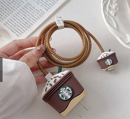 DECRONICS Protective Case Cover for iPhone 15,14,13,12,11,X Charger 18W/20W (Star Coffee) Cable Protector