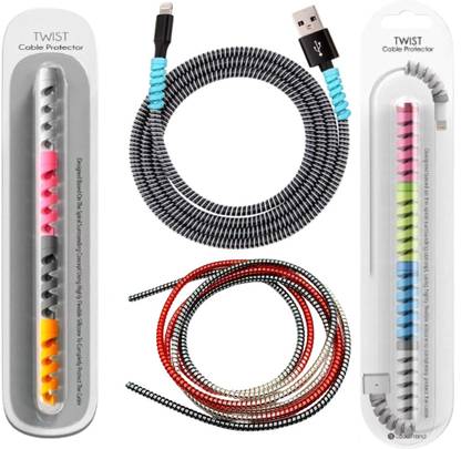 DECRONICS 1.5 Meter 2pcs Charging Cable Winder / Spiral Charger Cable Protector (8 Pieces) Cable Protector