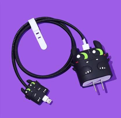 VAPRIF iPhone Charger Cover For 18W/20W | Cute 3D Cartoon Character black dregun Cable Protector