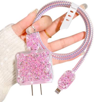 CASENED Case Cover for Apple 20W iPhone USB-C Power Adapter Charger | Glitter Shape with Cable Protector