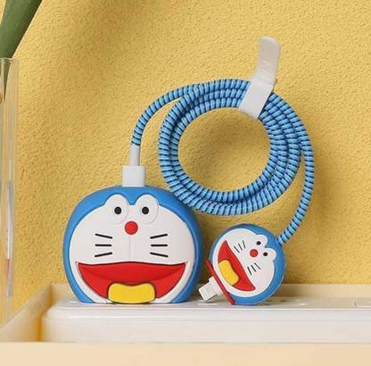 henx Doraemon charger cover for iphone 18/20W Cute 3D Cartoon Design, USB Spiral Cable Protector