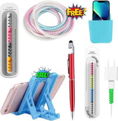DECRONICS Wall Mounted Storage Box, Mobile Holder, 3 In 1 Pen, 8Pcs Twist And 1.5M Spiral Cable Protector