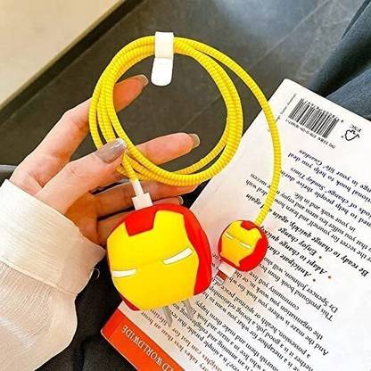 Epaal 4 pcs 3D IRONMAN Case & Winder for 18W 20W iPhone 14 13 12 11 Adapter, Charging Cable Protector