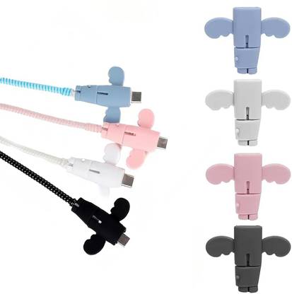 WROPZO Data Cable Protector | Silicon Angel Wings Data Cable Protector | Pack of 4 Cable Protector