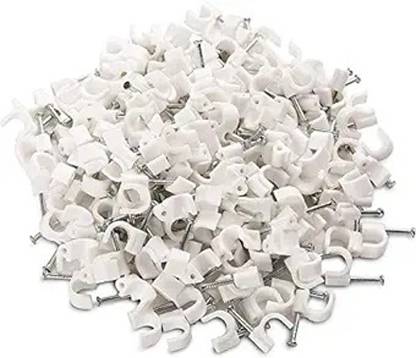 HI-PLASST Cable Clips Combo of 200pcs (4mm + 6mm + 8mm +12mm) Wire Fastener Wall Pins For Cable Protector