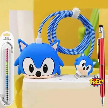 DECRONICS 3D iphone Charger Cover for 18W/20W/3 in 1 Ballpoint Pen with Mobile Stand (16) Cable Protector