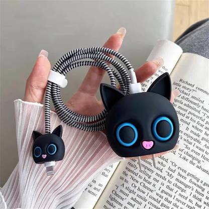 MobiLooks Charger Cover for iPhone 18W-20W Type C Charger 3D Cartoon Design Cat Eye Case Cable Protector