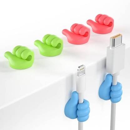 Devam Collection 10 Pcs Thumb Shape Key Hooks Multi functional Clip Holder Small Hand Wall Hooks Cable Protector