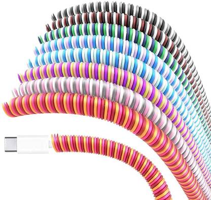 JAZX 1.5m Spiral Triple Entire Charging/Spiral Cable Protector for All Android Cable Protector