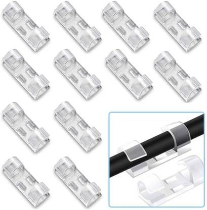 jamunesh Wire Organizer Cable Management Clip Desktop Cord Hook with 3M Foam Transparent Plastic Cable Wraptor Cable Tie