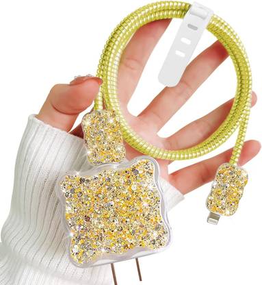 AEETZ CUTE GLITTERD Charger Cover For iPhone Adapter 18/20W with 360°Protection & With Cable Protector