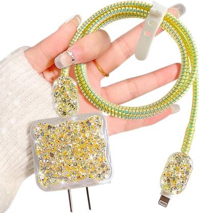 CASENED Case Cover for Apple 20W iPhone USB-C Power Adapter Charger | Glitter Shape with Cable Protector