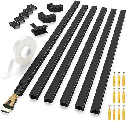 HASTHIP Cord Cover Kit Self Adhesive Cable Hider and Raceway for Wall Cable Management Flexo Wrap Resealable Cable Sleeve