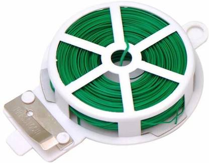 Trust Point Twist Tie Wire Spool with Cutter for Garden Yard Plant 50m (Green) Iron Releasable Cable Tie