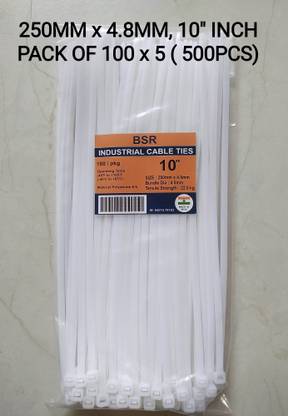 BSR 250mm x 4.8mm, 10 inch, nylon beaded cable tie ( pack of 100 x 5) Nylon Beaded Cable Tie