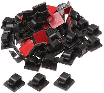 BHOOLU&GOOLU Cable Organizer Clips with Adhesive For Any Cable - Type 2 (50 Clips/bag) Plastic Hook & Loop Cable Tie
