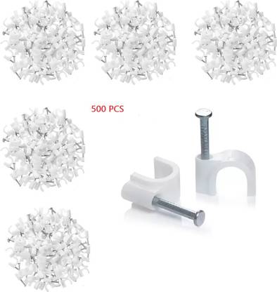 GLAMAXY 500 PCS 6 MM Cable Clip for RG6, RG59, CAT6, RJ45 Cable Coax Cable Clip Plastic Hook & Loop Cable Tie