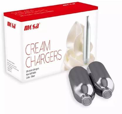 Mosa Whipped Cream Charger | Stainless Steel N2O for Whipped Cream - Pack of 10 Full Cake Maker Cake Maker