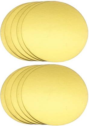 PAPYRUS Cake Base Board | Cake Base 8-inch Round | MDF Cake Base Plate | Gold 10 Piece Paper Cake Server