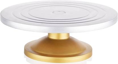 VR Cake Decorating and Icing Turntable Stand 360° Smooth Rotating Cake Stand Plastic Cake Server  (Silver, Gold, Pack of 1) at Rs. 395