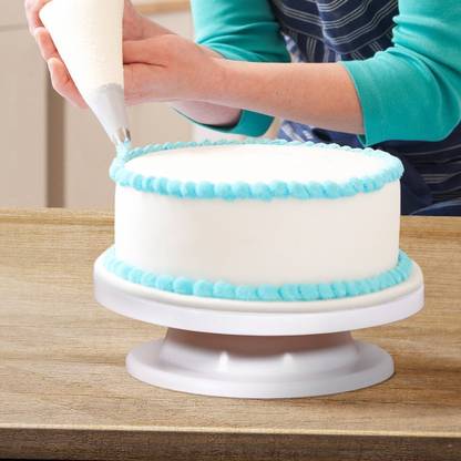kirfiz Rotating Cake Turntable, Turns Smoothly Revolving Cake Stand Cake Decorating Kit Display Stand Baking Tools Accessories for Home Bakers Plastic Cake Server