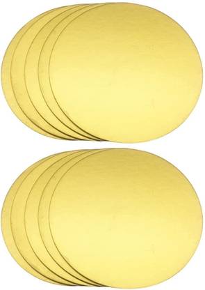 CLAM SHELL 8" SQUARE & 8" ROUND CAKE BASE GOLD LAMINATION PACK OF 20 Paper Cake Server