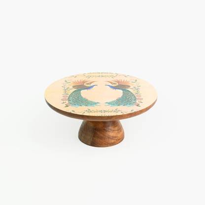 InventiveCrafts MDF and Mango Wood Round Shape Cake and Pizza Stand with Spatula For Bakery,Home Wooden Cake Server