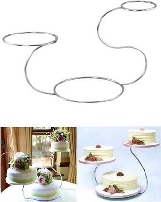 Shivams Bakers King Swan Shape 3 Tier Metallic Display Cake Stand || Kitchen Baking Tool (Silver) Steel Cake Server