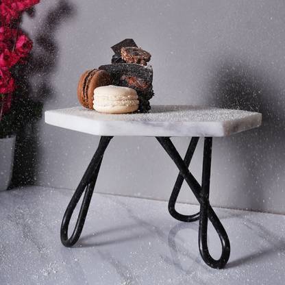 CASA DECOR White Hexagon Cake Stand Marble Cake Server
