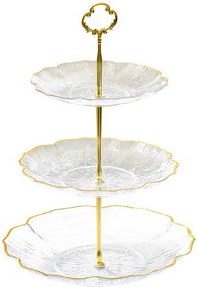 JAMBOREE 3 Tier Cake Stand Round Cupcake Display Stand Clear Acrylic Dessert Fruit Plates Acrylic Cake Server