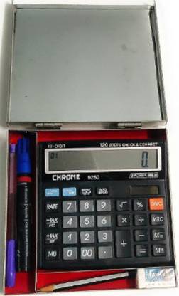 90 Degree Empty Steel Calculator Safe case Box with Compartments for 5.5 x 5 inch calc calculator box Basic  Calculator