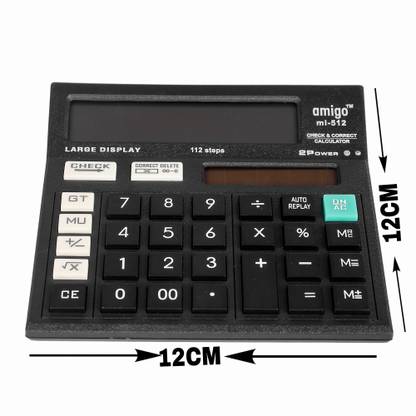 Amigo WT-mi 512 2POWER electronic calculator smooth key 12 digit high quality (BLACK) Basic  Calculator