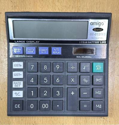 Amigo MI-512GT Amigo Gold Calculator with 12-Digit Display, Check & Correct, Auto Replay Financial  Calculator