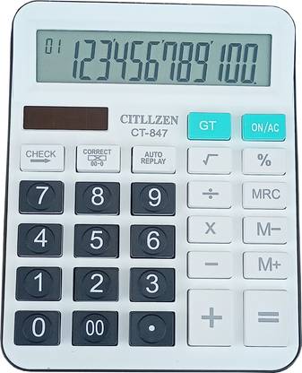 CITLLZEN PR-847 112 Steps Check, 12 Digits big display, Two Way Power, Plastic Keys, Desktop Financial  Calculator