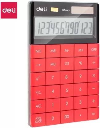 Radesh Modern Compact Red Compact Red 12 Digit Large Display Dual Power Financial Calculator Financial  Calculator