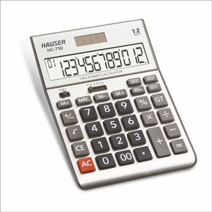 HAUSER HC-750 | Acrylic Protection for LCD and Solar | Dual Powered Metal Cladding Desktop Basic  Calculator