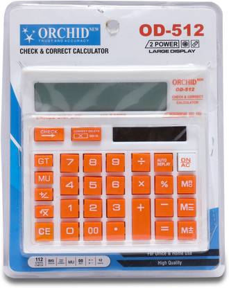 Orchid OD-512 Orange CHECK & CORRECT Electronics Basic  Calculator
