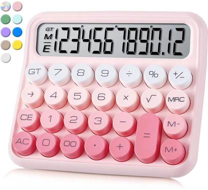 CLUBX 12 Digit Calculator Big Buttons Easy to Press Colorful Candy Calculator LCD Display Big Round Button Calculator Basic  Calculator