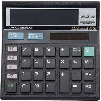 AFA Calculator Model CT-512 Color Black with Solar Large Display Basic  Calculator