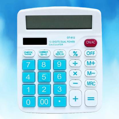 OBT S2 OT612 Basic 12 Digit Calculator Battery/Solar Powered Long Battery Life OT612 Basic  Calculator