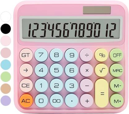 SIRIDHI Colorful Calculator,Mechanical Calculator Cute 12 Digit Large LCD Display Big Round Button Calculator,Easy to Press,for School Office Business Home Financial  Calculator
