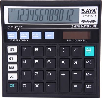 saya Desktop Calculator | 12-Digit Display | GT,MU & MRC | 120 Steps Check Ideal for Office & School | Check & Correct | Auto Replay | Off Button Basic  Calculator