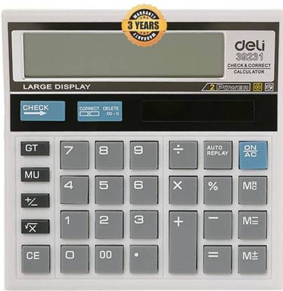 Deli W39231N 12D GT Calculator for Office 3 Years Warranty with Step Check & Correct Function Basic Calculator