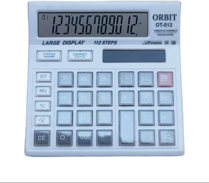 Upgrade UG_OT-512_GREY 12 Digit Dual Power Delete Button 112 Step Check Color Keyboard Calculator Basic  Calculator