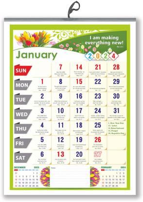 Vivid Print 886-BibleVerses 2024 Wall Calendar