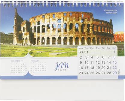 Indian Tribal Gallery Jan 2023 - Dec 2023 Standing Flip Desktop 7 Wonders Calendar for Home Office 2023 Table Calendar