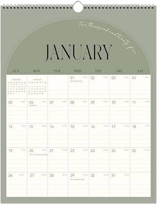 aflip Calendar 2025J 2026, 18-Month Paper Calendar Spiral Wall for Office14" X20" 2025 Wall Calendar