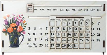 Kaameri Bazaar MDF Wooden Lifetime Desk Calendar | Lifetime Table Calendar