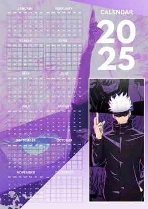 Posternet Anime Gojo themed Wall Hanging Calender 2025, 12inch x 18inch (Jujutsu Kaisen) 2025 Wall Calendar