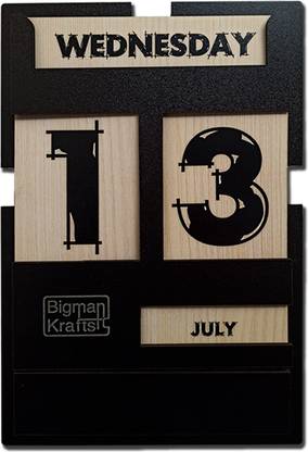 Kraft X Wooden Wall Hanging Calendar 2023 Made of Wood & Craft Material Rectangle Shape No Limit Year to Use Wall Calendar